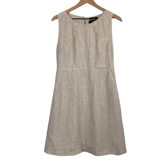 NWT Elle Tahari Taupe Linen Sleeveless Dress - Picture 2 of 11